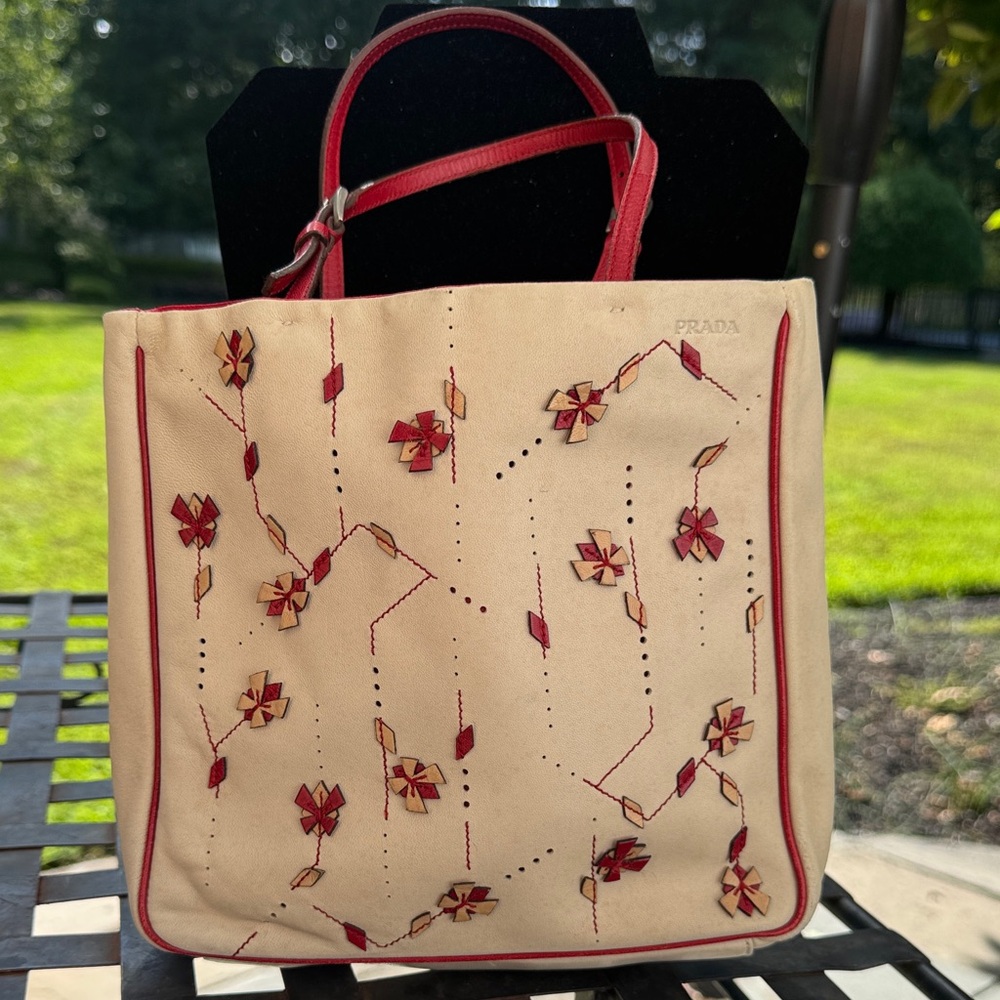 Prada leather bag 1999 leaf floral collection